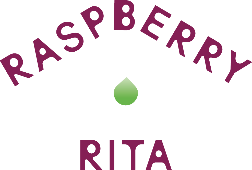Raspberry Rita text lockup with drop in center