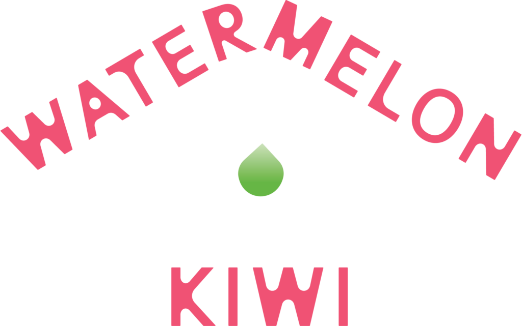 Watermelon Kiwi text with drop in the center