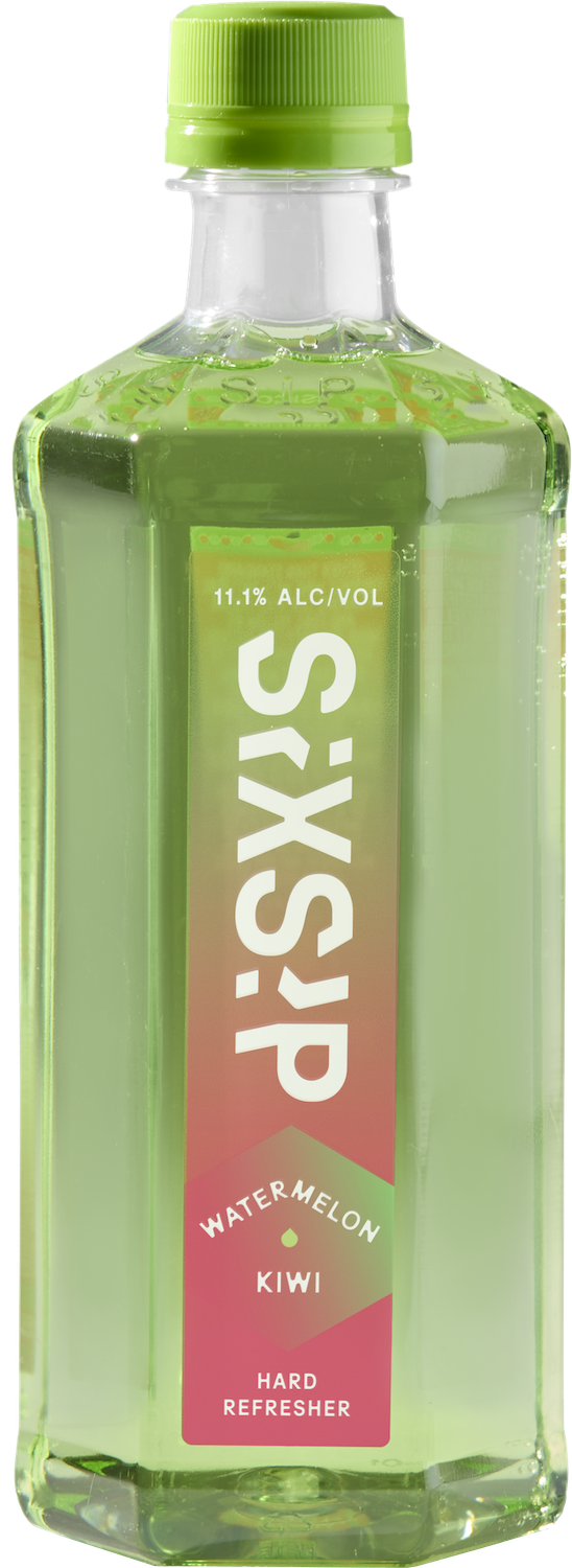 Watermelon Kiwi sixsip bottle on transparent background